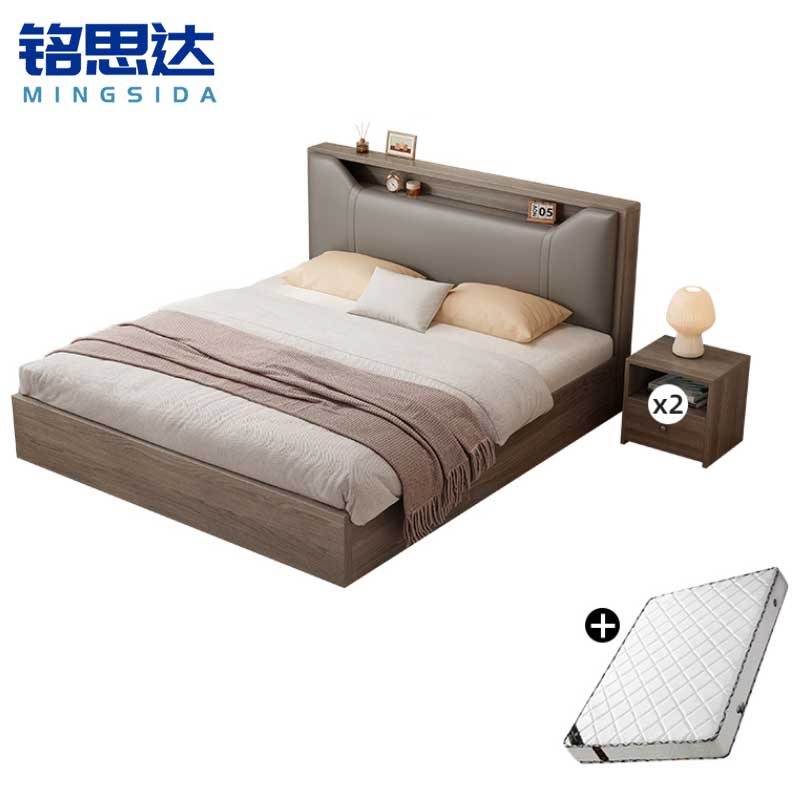 铭思达实木软包 床高清大图