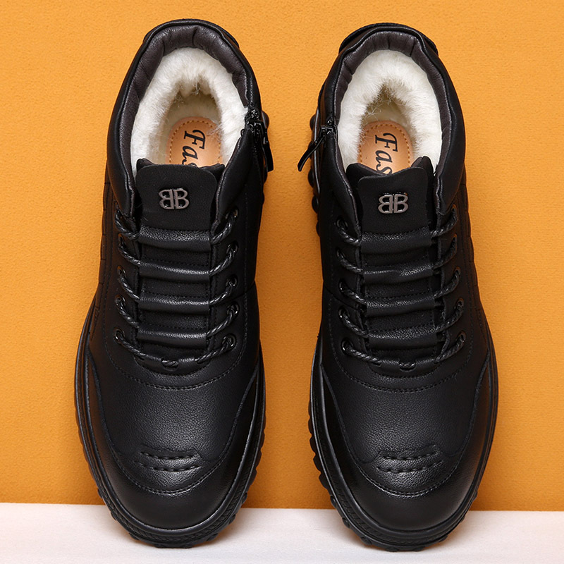 2024新款高帮棉鞋男士冬季真皮休闲鞋加绒防滑老人保暖爸爸拖鞋高清大图