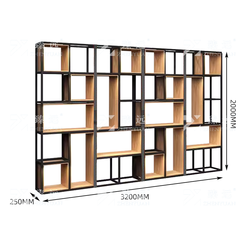 臻远ZY-SNJ-17置物架办公室隔断展示架落地多层书架客厅铁艺收纳架高清大图