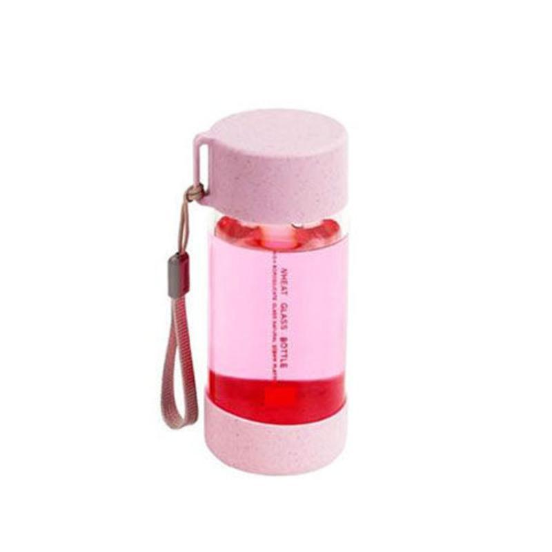 200mL 紫色(小巧型) 麦香玻璃杯子小巧韩带提绳可爱迷你包包随手杯小容量简约玻璃水杯
