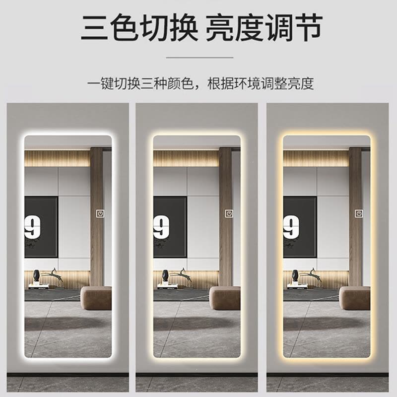 如华福禄智能LED身穿衣镜无框带灯光试衣镜家用壁挂墙轻奢玄关镜子图片