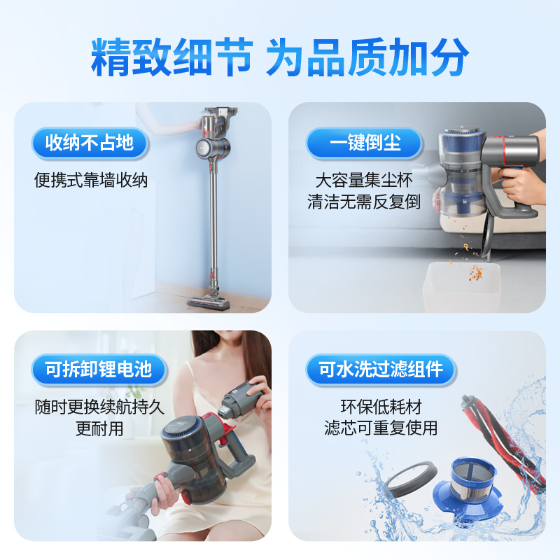 海尔(Haier)无线吸尘器家用大吸力吸尘机吸拖地一体机强力除螨手持式 HZ-G7S[吸尘器+紫外线除螨仪]高清大图