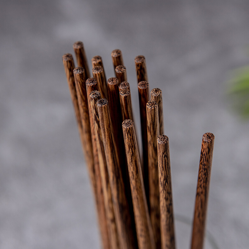 拾画 无漆无蜡家用防滑鸡翅木筷子 创意铜头木 金色筷子 十双装 SH-6325高清大图