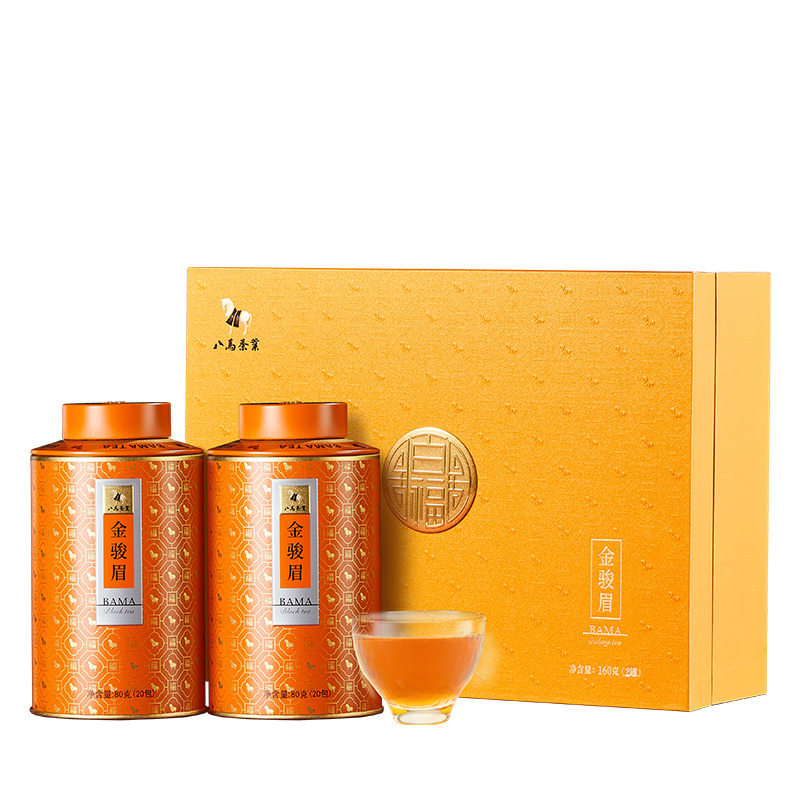 八马茶叶 新品特级金骏眉红茶百福罐年货礼盒装160g