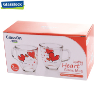三光云彩(GLASSLOCK)韩国进口玻璃水杯375*2礼盒套装爱心对杯情侣杯子红心茶水杯PG944