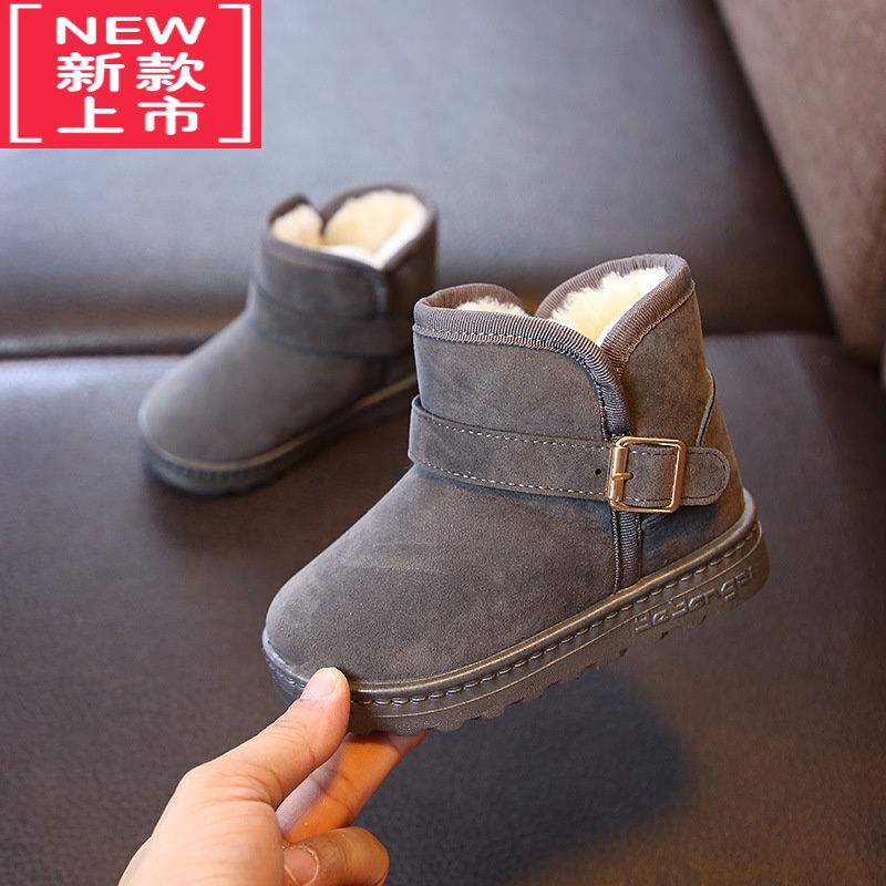 可莉允秋冬季童鞋宝宝小童棉鞋加绒儿童雪地靴马丁靴时尚男女童短靴子潮
