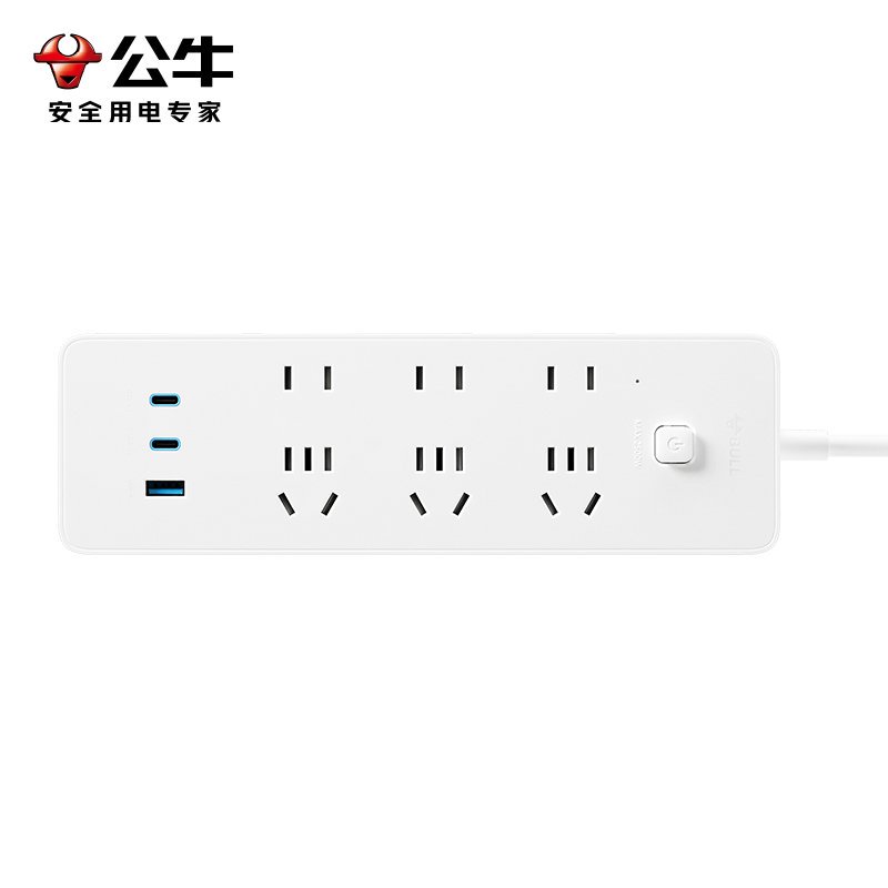 公牛(bull)GNV-U16733全长1.8m六插位插座67W快充接线板插排笔记本电脑插板多功能家用办公充电器高清大图