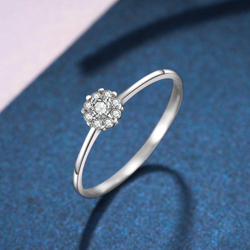 老庙黄金18k金群镶钻石显钻1克拉效果求婚表白结婚钻戒