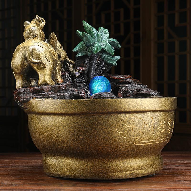 吉祥富贵流水摆件大象风水象球新中式家居电视柜客厅茶几_953_915_828