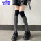 Ideamini黑灰拼接袜春秋日系拼色长筒袜子jk半腿中筒小腿袜高筒袜子