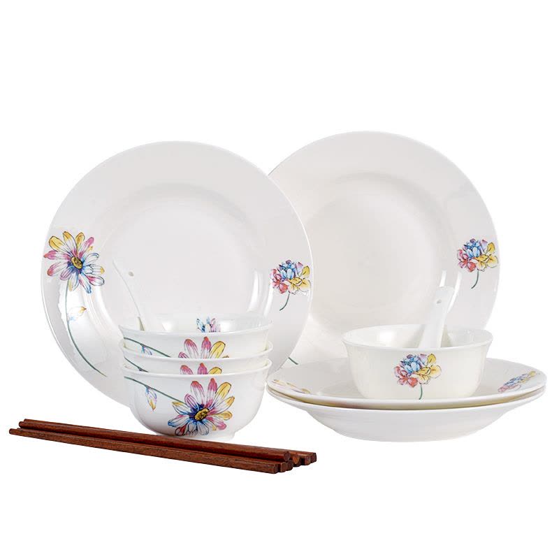 北国风光 骨瓷14头餐具 TS-0014花之魅 套图片