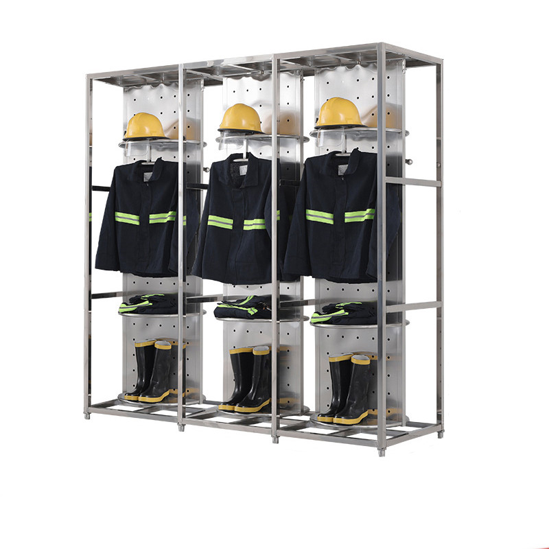 迅众 三人位双面衣架 201不锈钢消防服衣架双面防火防爆快速救援消防服换衣架 201三人位双面衣架