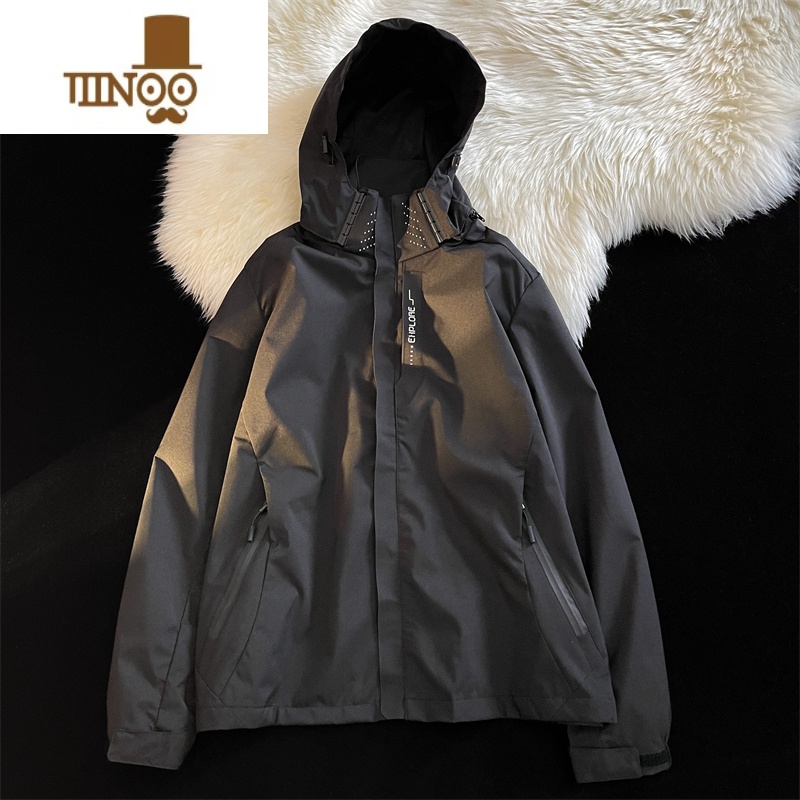 YANXU美式机能登山防晒衣男夏季超薄款黑色冲锋衣外套户外透气大码夹克高清大图