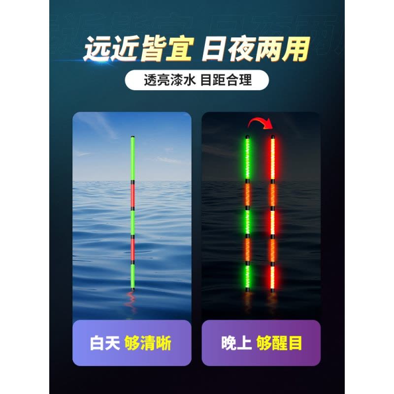 小凤仙咬钩变色夜光漂重力感应电子漂超亮夜钓浮漂鲫鱼漂鲤鱼草鱼鲢鳙日夜两用鱼标图片