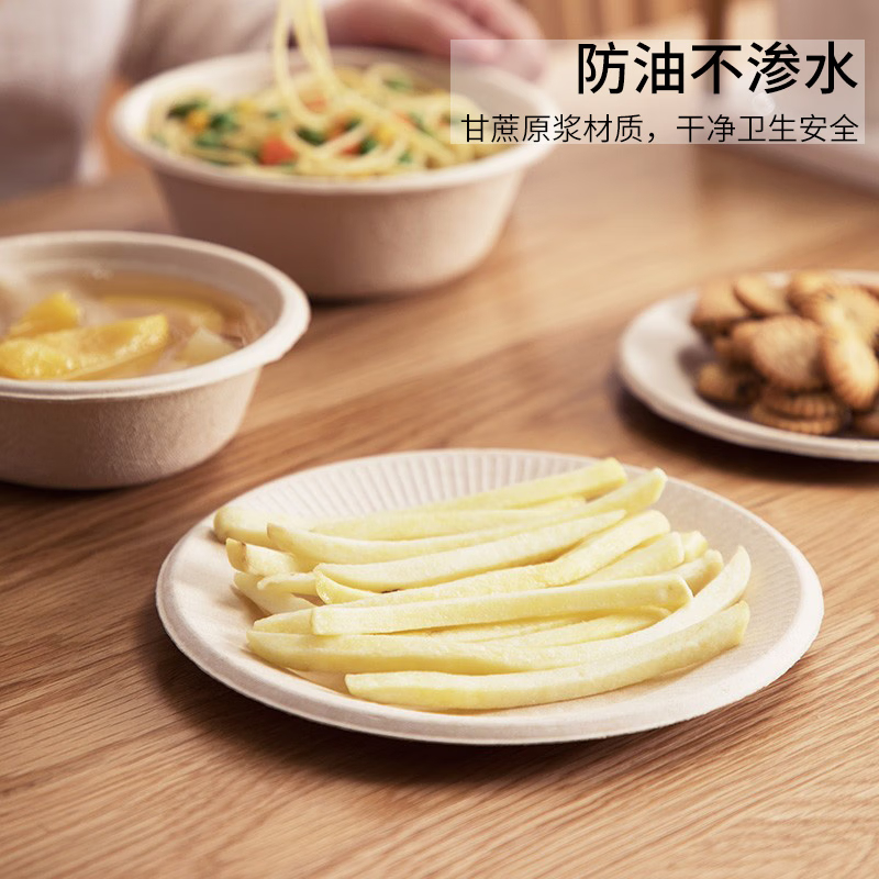 茶花(CHAHUA) 一次性纸盘子纸碟子果盘 餐盘水果托盘 大号蛋糕盘餐具 24只装高清大图