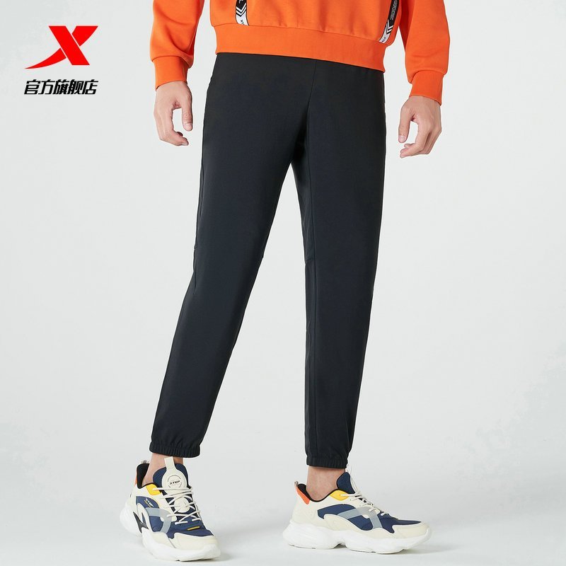 特步梭织运动裤夏季运动裤男潮流时尚男裤收口裤男休闲裤