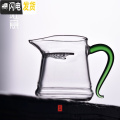 三维工匠耐热玻璃分茶器月牙玻璃公道杯尖嘴绿茶杯泡茶杯功夫茶具茶道配件 月牙自由杯（绿光把）