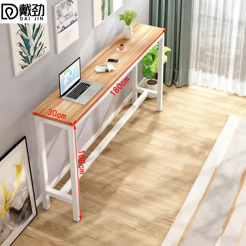 戴劲家用吧台奶茶店高脚桌靠墙商用长条桌酒吧台桌椅组合180*30*100单桌