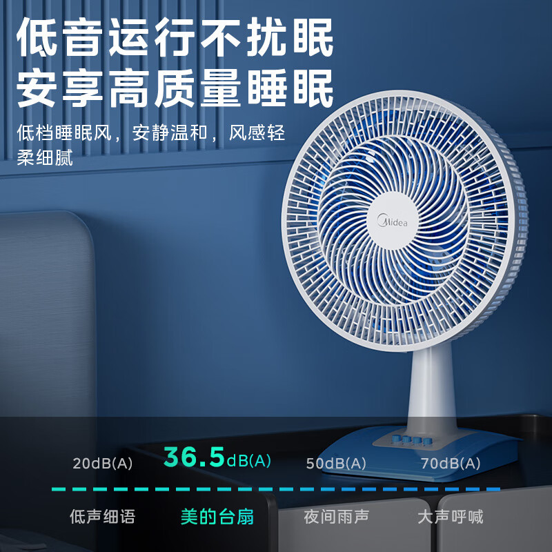 美的电风扇台式七叶柔风轻音桌面摇头小型电扇FGAU40D高清大图