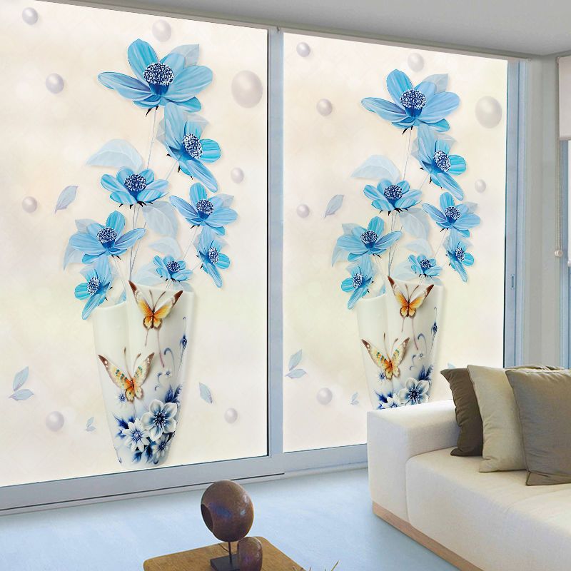 花卉-15 35cmx120cm 静电磨砂玻璃贴膜卫生间浴室透光不透明阳台卧室