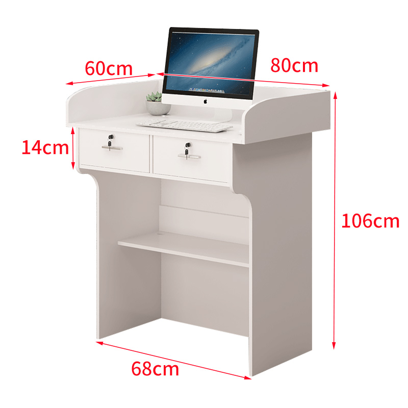 文灵讲台讲桌学校讲台桌教师教室演讲台会议培训机构老师讲台简约现代 白色两抽