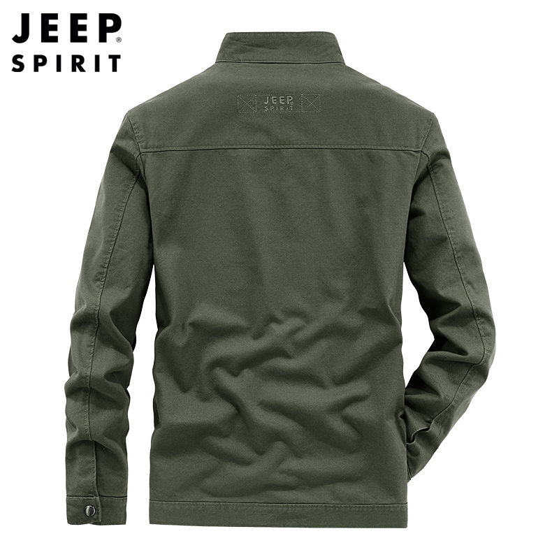 JEEP SPIRIT吉普春秋新款男士夹克纯棉工装户外轻便立领外套简约潮款防风上衣