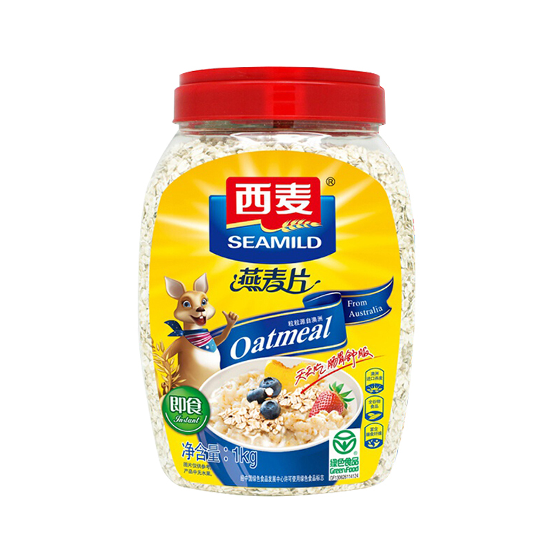 中老年人麦片桶装 西麦燕麦片1kg*2桶装早餐即食冲饮麦片