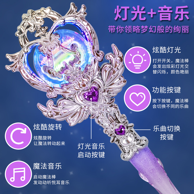 【粉色】可充电旋转发光仙女棒高清大图