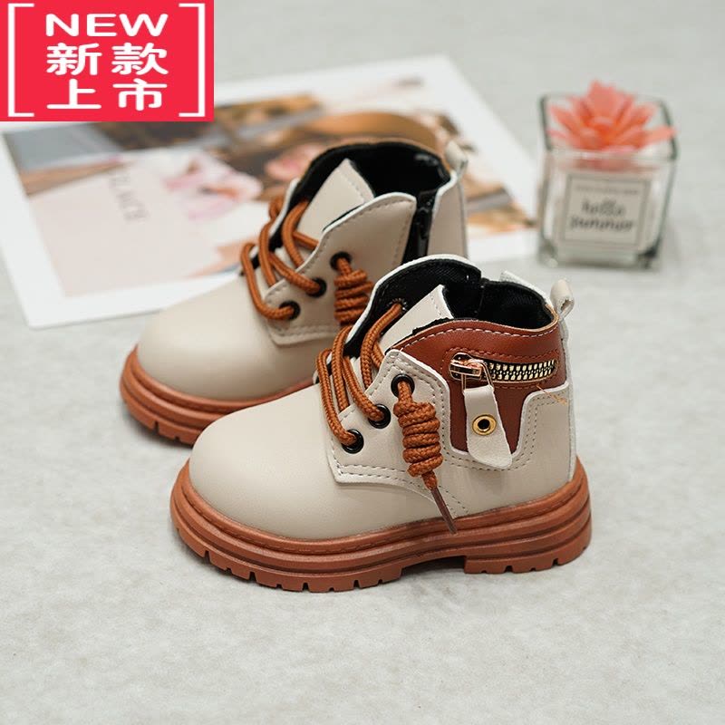 可莉允儿童马丁靴男童靴子2022新款秋冬宝宝短靴防水皮靴英伦风男孩鞋子图片