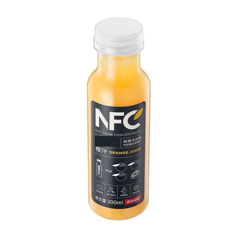 农夫山泉 NFC橙汁果汁饮料 100%鲜果冷压榨 橙子冷压榨300ml*10瓶图片