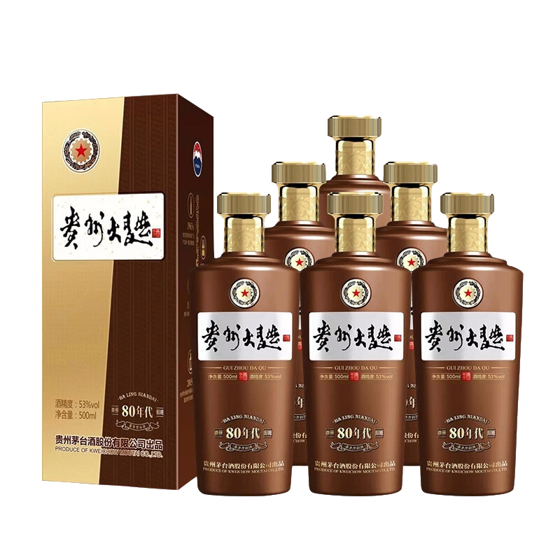 茅台 贵州大曲80年代 新款 酱香型白酒53度 500ml*6瓶 整箱装