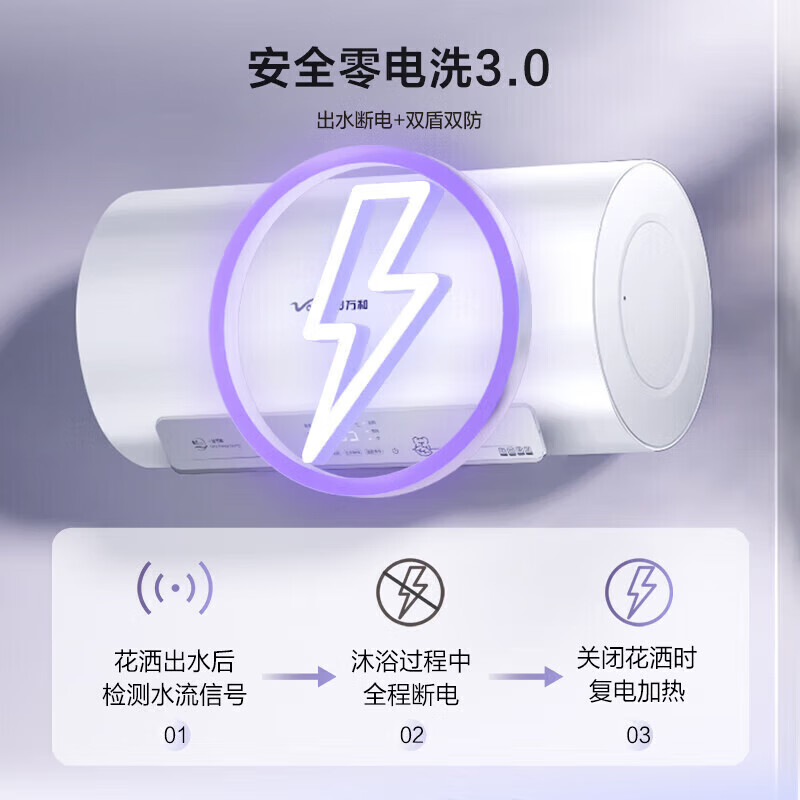 万和(Vanward)[节能星Q2Ultra]电热水器60升一级能效3300W三档变频速热出水断电安全终身免换镁棒高清大图