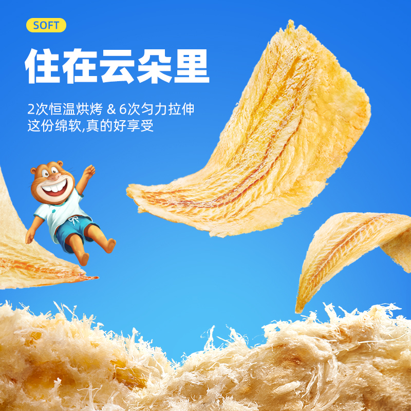 海狸先生香烤鳕鱼片45g*4袋高清大图