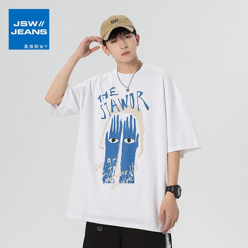 真维斯旗下JSW纯棉男士短袖T恤宽松休闲潮流体恤衫夏季男装上衣服