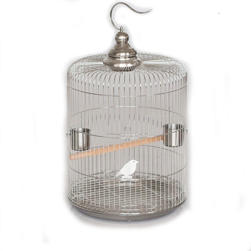 不锈钢鸟笼子大号圆形鹩哥八哥画眉鸟牡丹鹦鹉鸟笼小号金属笼全套高清大图