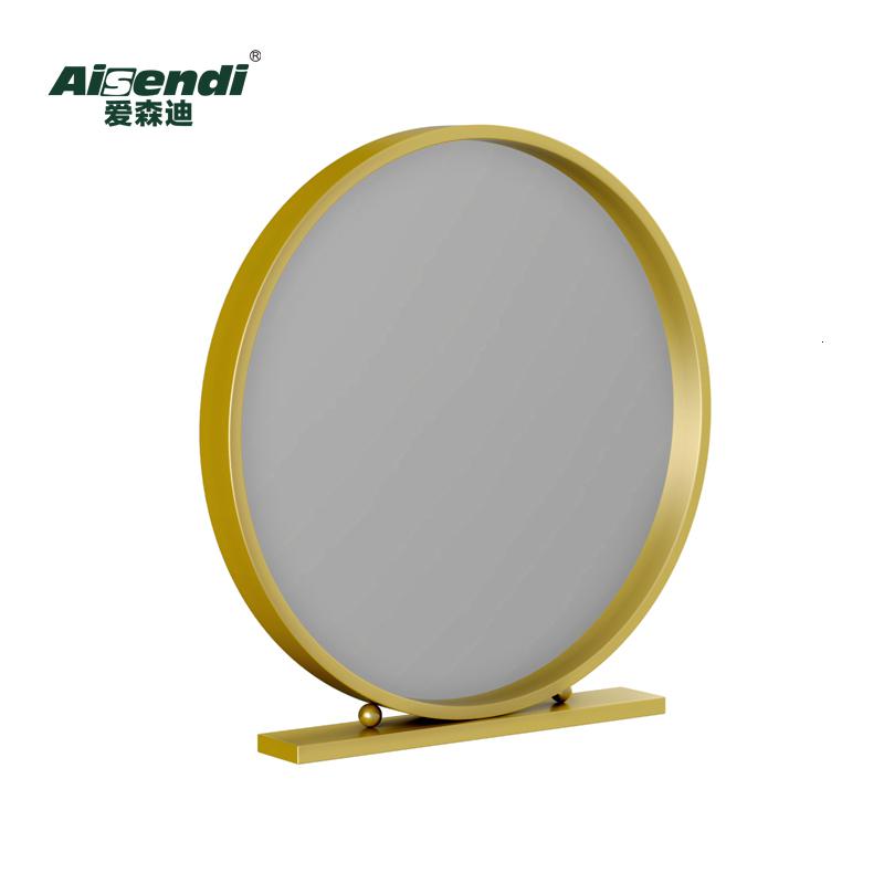 森美人化妆镜子简约创意北欧铁艺金色圆形卧室梳妆镜桌面镜公主台式镜高清大图