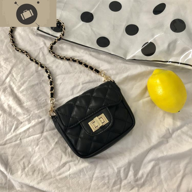 小包黑色斜挎网红小挎包ins超火包链条mini菱格手机包女小方包潮艾狄