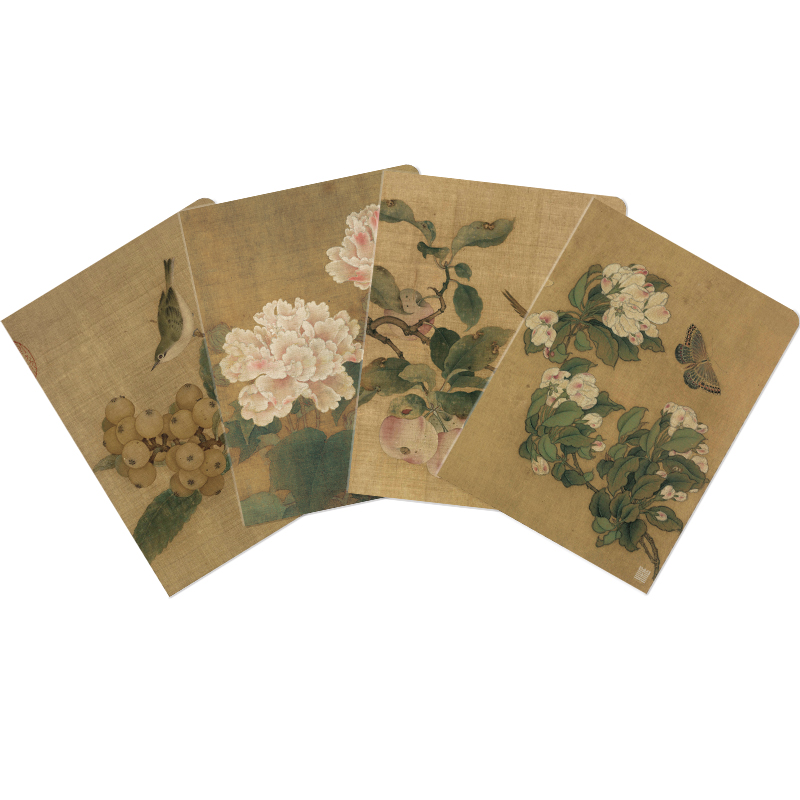 国画风元素文件夹 [正版]国画风元素文件夹A4纸质L型加厚活页夹文件袋办公袋资料册宋画花鸟图个性创意文具礼物4个/套 出高清大图