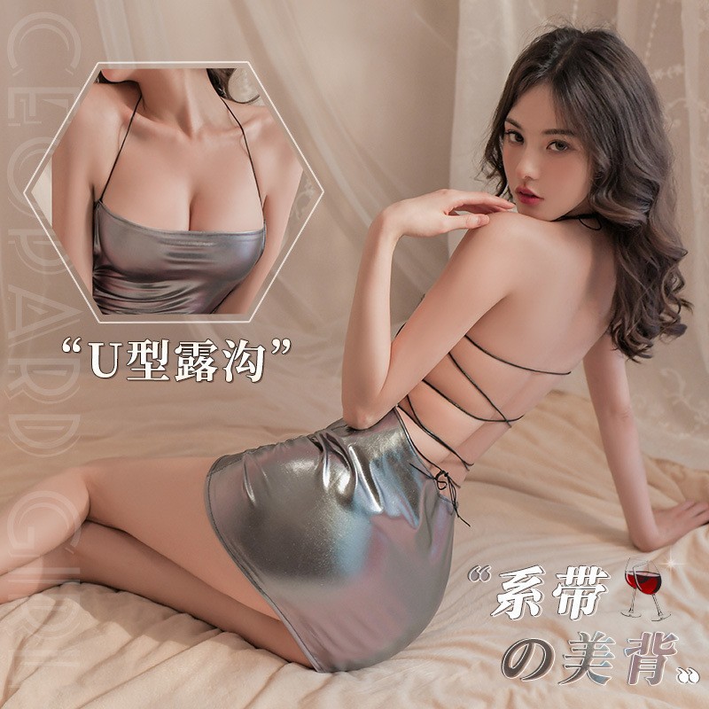 霏慕情趣内衣深V吊带包臀裙连体衣紧身夜店礼服套装女式情趣睡衣火辣御姐制服诱惑挂脖系带超短裙开档露乳免脱血滴子成人用品高清大图