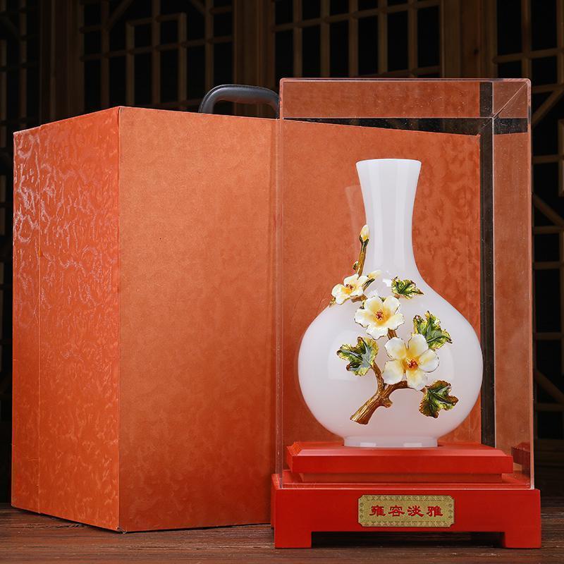 雍容淡雅牡丹花瓶摆件白玉玉石大气书房装饰品中式办公室_822_201
