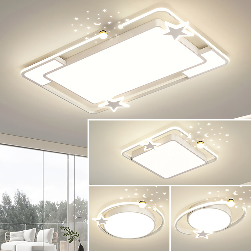 顾家照明led吸顶灯LED客厅灯现代简约卧室灯满天星餐厅灯奶油白灯具套餐