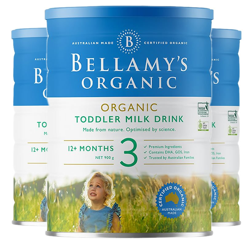 3罐装-海外直邮-原装进口澳洲贝拉米Bellamys 婴幼儿牛奶奶粉3段(12-36个月)900g