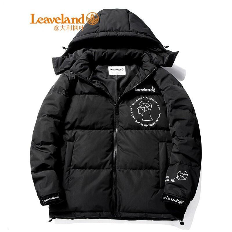 意大利枫叶leaveland羽绒服男新款加肥加大码轻便防寒潮流宽松保暖白