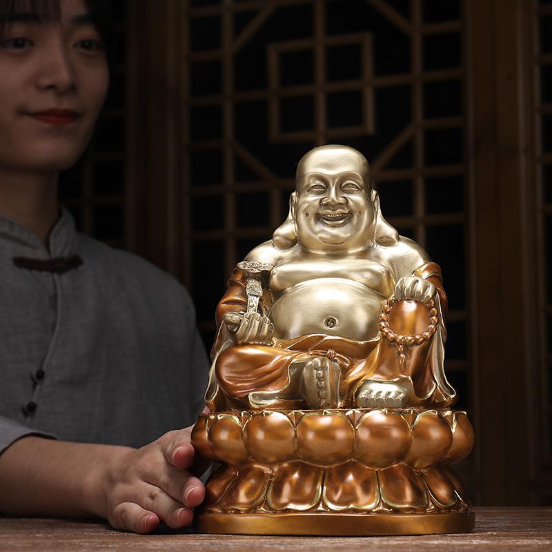 美帮汇铜弥勒佛摆件大肚笑佛佛像布袋佛供奉家用客厅如意高清大图
