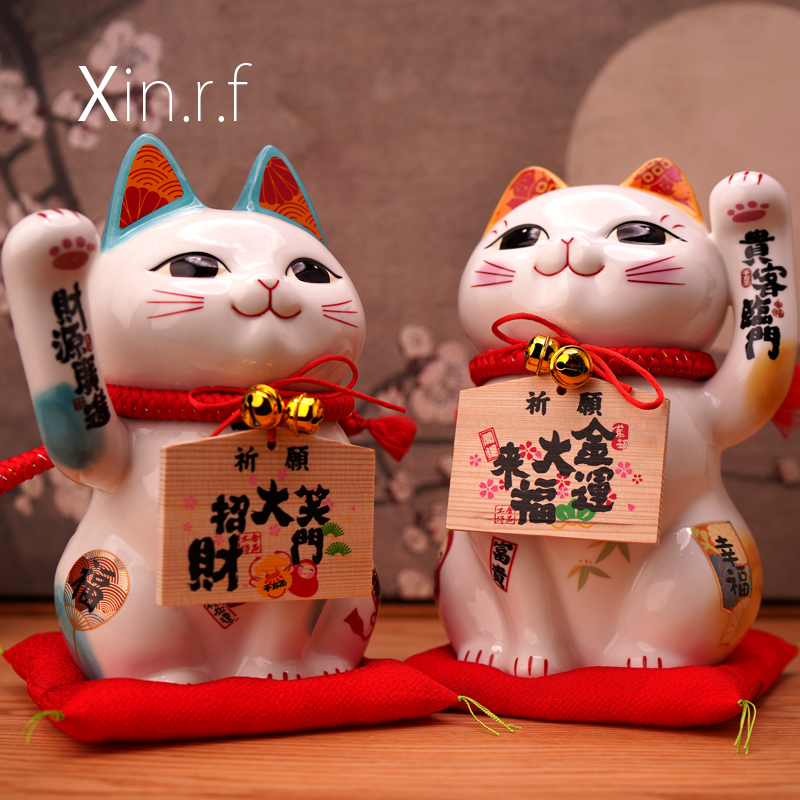 猫摆件开业大号存钱罐二维码店铺收银台家居客厅摆件 三维工匠 9001+9002(两只+日本坐垫)猫高清大图
