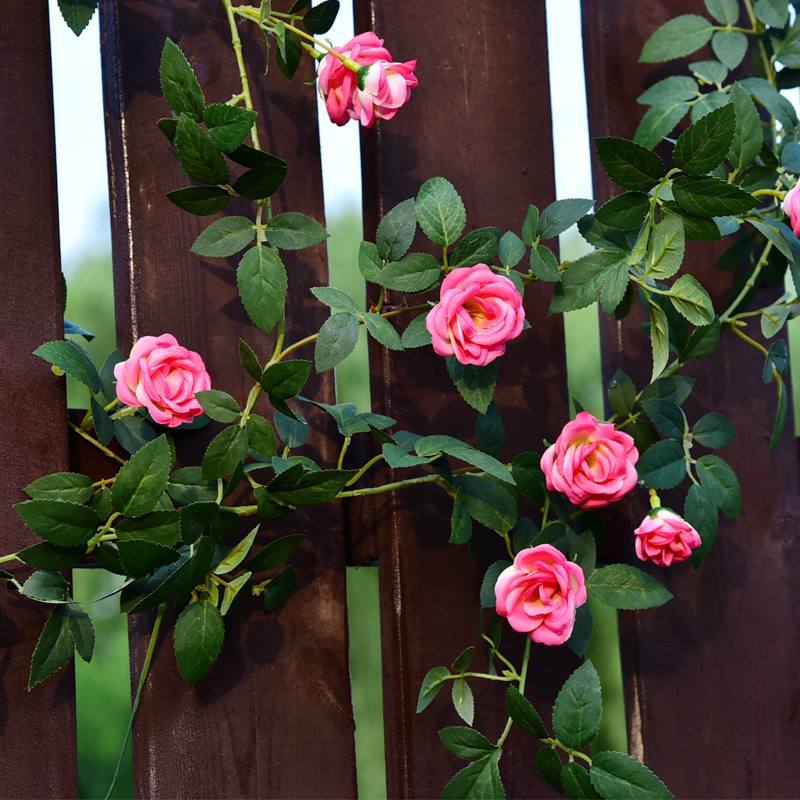 蔷薇假花藤条装饰空调管遮挡缠绕塑料花藤蔓植物水管