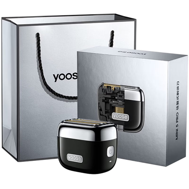 有色(yoose)便携往复式剃须刀 功率5W 电压5V 5刀合金电动迷你 mini 5pro 暗夜黑 / 台