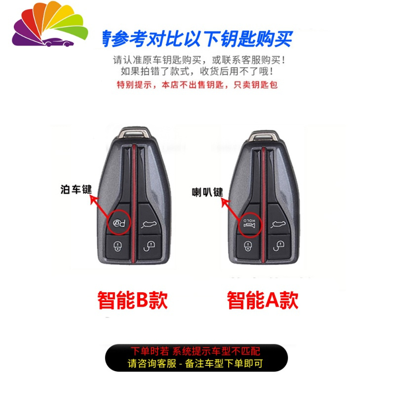 舒适主义一汽红旗HS5专用钥匙套2019款hs7四驱汽车专用钥匙包扣壳改装装饰 智能B款纹理红(一路顺风扣)汽车钥匙扣