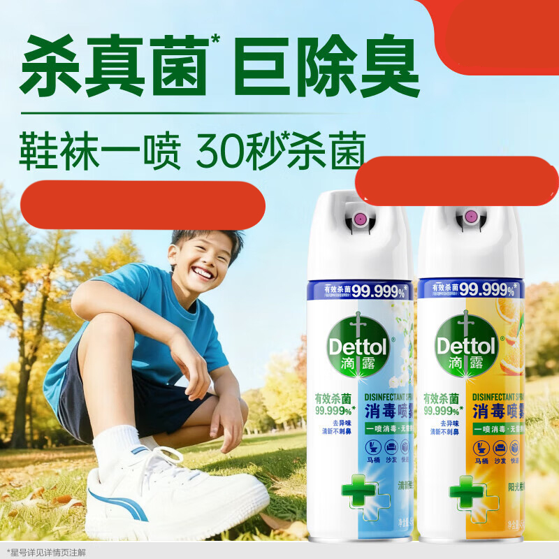 滴露 消毒喷雾 454ml*2鞋子除臭杀菌喷雾马桶消毒厕所除霉味铃兰+柑橘