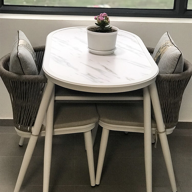 紫叶阳台桌椅现代简约藤椅三件套网红书桌户外收纳桌椅阳台休闲桌椅 白灰色藤坐款含坐垫